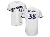 White-Royal Wily Peralta Men #38 Majestic MLB Milwaukee Brewers Flexbase Collection Jersey