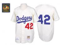White Throwback Jackie Robinson Men #42 Mitchell And Ness MLB Los Angeles Dodgers Jersey