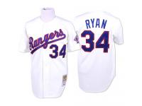 White Throwback Nolan Ryan Men #34 Mitchell And Ness MLB Texas Rangers Jersey