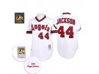 White Throwback Reggie Jackson Men #44 Mitchell And Ness MLB Los Angeles Angels Of Anaheim Jersey