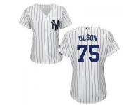 White Tyler Olson Authentic Player Women #75 Majestic MLB New York Yankees 2016 New Cool Base Jersey