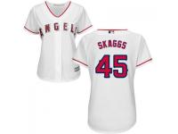 White Tyler Skaggs Women #45 Majestic MLB Los Angeles Angels of Anaheim 2016 New Cool Base Jersey