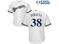 White Wily Peralta Men #38 Majestic MLB Milwaukee Brewers Cool Base Home Jersey