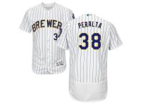 White Wily Peralta Men #38 Majestic MLB Milwaukee Brewers Flexbase Collection Jersey