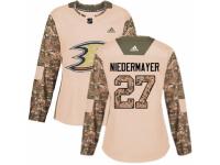 Women Adidas Anaheim Ducks #27 Scott Niedermayer Camo Veterans Day Practice NHL Jersey