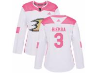 Women Adidas Anaheim Ducks #3 Kevin Bieksa White/Pink Fashion NHL Jersey