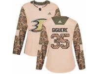 Women Adidas Anaheim Ducks #35 Jean-Sebastien Giguere Camo Veterans Day Practice NHL Jersey