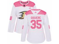 Women Adidas Anaheim Ducks #35 Jean-Sebastien Giguere White/Pink Fashion NHL Jersey