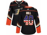 Women Adidas Anaheim Ducks #40 Jared Boll Black USA Flag Fashion NHL Jersey