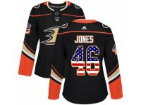 Women Adidas Anaheim Ducks #46 Max Jones Black USA Flag Fashion NHL Jersey