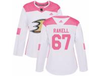 Women Adidas Anaheim Ducks #67 Rickard Rakell White/Pink Fashion NHL Jersey