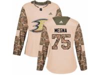 Women Adidas Anaheim Ducks #75 Jaycob Megna Camo Veterans Day Practice NHL Jersey