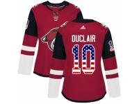 Women Adidas Arizona Coyotes #10 Anthony Duclair Red USA Flag Fashion NHL Jersey