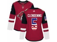 Women Adidas Arizona Coyotes #5 Adam Clendening Red USA Flag Fashion NHL Jersey