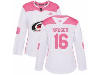 Women Adidas Carolina Hurricanes #16 Marcus Kruger White/Pink Fashion NHL Jersey