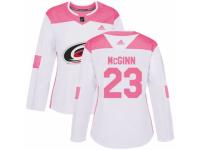 Women Adidas Carolina Hurricanes #23 Brock McGinn White/Pink Fashion NHL Jersey