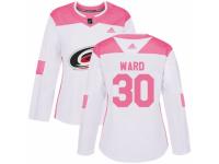 Women Adidas Carolina Hurricanes #30 Cam Ward White/Pink Fashion NHL Jersey