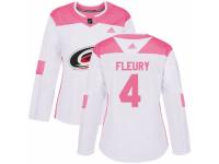 Women Adidas Carolina Hurricanes #4 Haydn Fleury White/Pink Fashion NHL Jersey