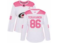 Women Adidas Carolina Hurricanes #86 Teuvo Teravainen White/Pink Fashion NHL Jersey
