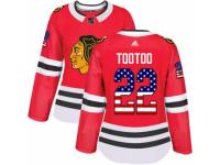 Women Adidas Chicago Blackhawks #22 Jordin Tootoo Red USA Flag Fashion NHL Jersey