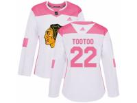 Women Adidas Chicago Blackhawks #22 Jordin Tootoo White/Pink Fashion NHL Jersey