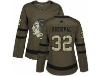 Women Adidas Chicago Blackhawks #32 Michal Rozsival Green Salute to Service NHL Jersey