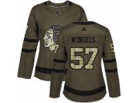 Women Adidas Chicago Blackhawks #57 Tommy Wingels Green Salute to Service NHL Jersey