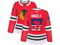 Women Adidas Chicago Blackhawks #57 Tommy Wingels Red USA Flag Fashion NHL Jersey
