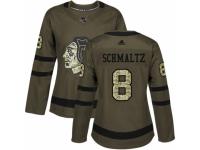 Women Adidas Chicago Blackhawks #8 Nick Schmaltz Green Salute to Service NHL Jersey
