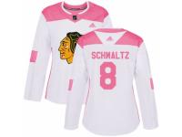 Women Adidas Chicago Blackhawks #8 Nick Schmaltz White/Pink Fashion NHL Jersey