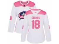 Women Adidas Columbus Blue Jackets #18 Pierre-Luc Dubois White/Pink Fashion NHL Jersey