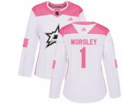 Women Adidas Dallas Stars #1 Gump Worsley White/Pink Fashion NHL Jersey