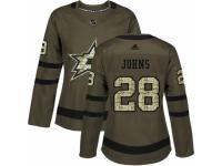Women Adidas Dallas Stars #28 Stephen Johns Green Salute to Service NHL Jersey
