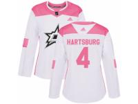 Women Adidas Dallas Stars #4 Craig Hartsburg White/Pink Fashion NHL Jersey