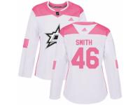Women Adidas Dallas Stars #46 Gemel Smith White/Pink Fashion NHL Jersey