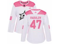 Women Adidas Dallas Stars #47 Alexander Radulov White/Pink Fashion NHL Jersey