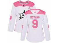 Women Adidas Dallas Stars #9 Mike Modano White/Pink Fashion NHL Jersey