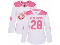 Women Adidas Detroit Red Wings #28 Luke Witkowski White/Pink Fashion NHL Jersey
