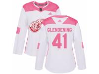 Women Adidas Detroit Red Wings #41 Luke Glendening White/Pink Fashion NHL Jersey