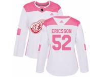 Women Adidas Detroit Red Wings #52 Jonathan Ericsson White/Pink Fashion NHL Jersey