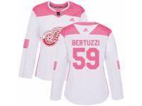 Women Adidas Detroit Red Wings #59 Tyler Bertuzzi White/Pink Fashion NHL Jersey