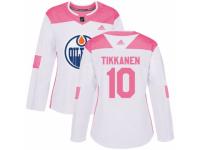 Women Adidas Edmonton Oilers #10 Esa Tikkanen White/Pink Fashion NHL Jersey
