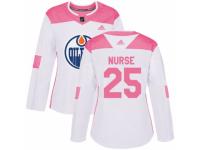 Women Adidas Edmonton Oilers #25 Darnell Nurse White/Pink Fashion NHL Jersey