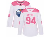 Women Adidas Edmonton Oilers #94 Ryan Smyth White/Pink Fashion NHL Jersey
