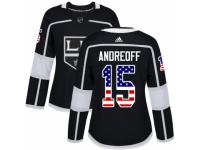 Women Adidas Los Angeles Kings #15 Andy Andreoff Black USA Flag Fashion NHL Jersey