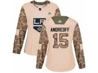 Women Adidas Los Angeles Kings #15 Andy Andreoff Camo Veterans Day Practice NHL Jersey