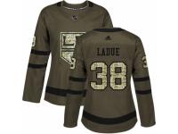Women Adidas Los Angeles Kings #38 Paul LaDue Green Salute to Service NHL Jersey