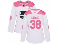 Women Adidas Los Angeles Kings #38 Paul LaDue White/Pink Fashion NHL Jersey