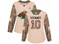 Women Adidas Minnesota Wild #10 Chris Stewart Camo Veterans Day Practice NHL Jersey