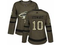 Women Adidas Minnesota Wild #10 Chris Stewart Green Salute to Service NHL Jersey